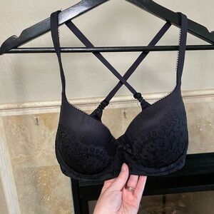 Victoria's Secret Black Bottom Lace Bra with Convertible Cross Back Option
